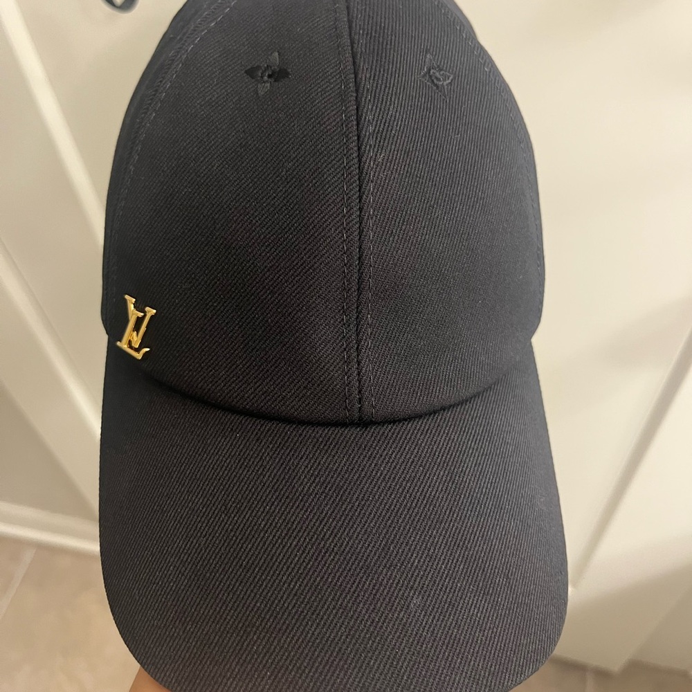 Louis Vuitton Black Hat with Gold logo
